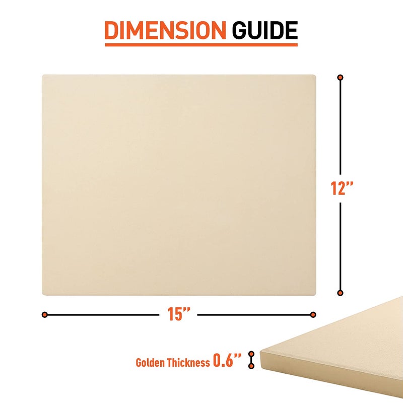 Arcedo Pizza Stone for Oven and Grill 15 x 12 Inch, Rectangular Baking Stone for Bread, Heavy Duty Ceramic Pizza Pan, Thermal Shock Resistant Safe for Bread, Pies and More - Image 2
